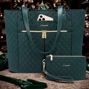 *SALE* Brand New With Tags Lovevook Dark Teal Tote with Matching Pouch